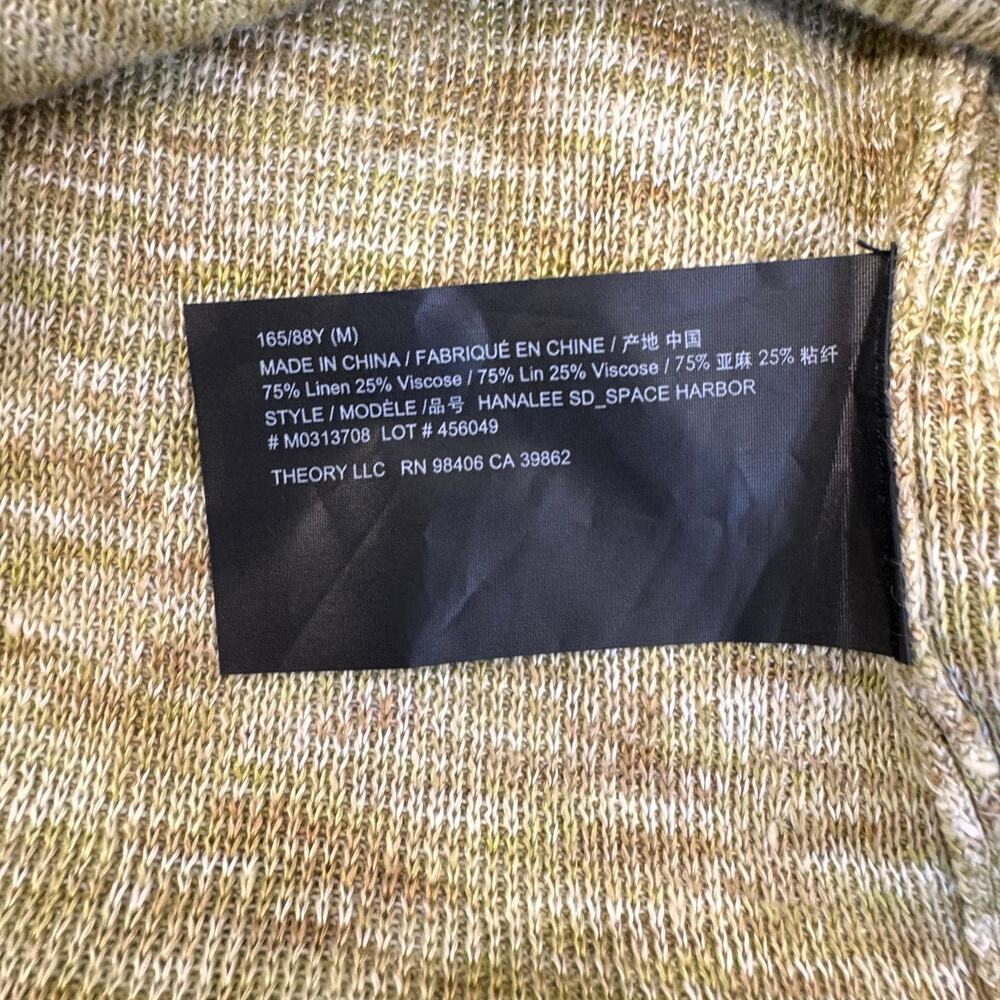 Theory Linen Blend Hanalee Button Cardigan SZ M Minimalist Neutral Light Knit - Picture 7 of 7